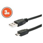 USB kábel 2.0 A dugó – B micro dugó 3 m