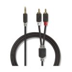   Sztereó audiokábel | 3,5 mm-es Dugasz - 2 db RCA Dugasz | 2,0 m | Antracit