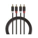   Sztereó audiokábel | 2 db RCA Dugasz - 2 db RCA Dugasz | 1,0 m | Antracit