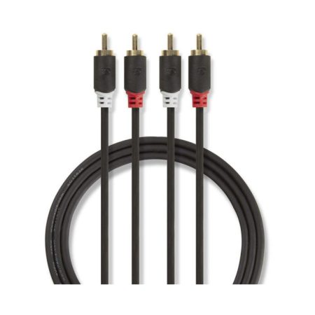 Sztereó audiokábel | 2 db RCA Dugasz - 2 db RCA Dugasz | 1,0 m | Antracit