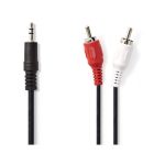   Sztereó audiokábel | 3,5 mm-es Dugasz - 2 db RCA Dugasz | 1,0 m | Fekete