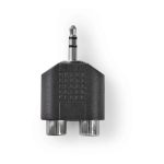   Sztereó audió adapter | 3,5 mm-es Dugasz - 2 db RCA-aljzat | 10 darabos | Fekete