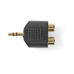   Sztereó audió adapter | 3,5 mm-es Dugasz - 2 db RCA-aljzat | 10 darabos | Fekete