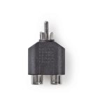   Mélynyomó-adapter | RCA-dugasz - 2 db RCA-aljzat | 10 darabos | Fekete