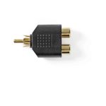   Mélynyomó-adapter | RCA-dugasz - 2 db RCA-aljzat | 10 darabos | Fekete