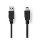   USB 2.0 kábel | A Dugasz - Mini 5-pólusú Dugasz | 2,0 m | Fekete