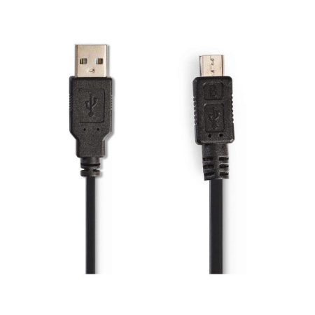 USB 2.0 Spirálkábel | A Dugasz - Mikro B Dugasz | 2,0 m | Fekete