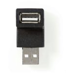   USB 2.0 Adapter | A Dugasz - A Aljzat | 90°-ban Hajlított | Fekete