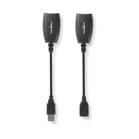 USB 2.0 aktív hosszabbítókábel | A Dugasz - A Aljzat | 50 m | Fekete