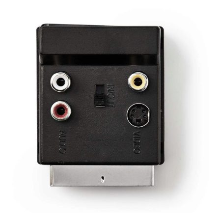 Kapcsolható SCART adapter | SCART Dugasz - SCART-aljzat + S-Video Aljzat + 3 db RCA-aljzat | Fekete
