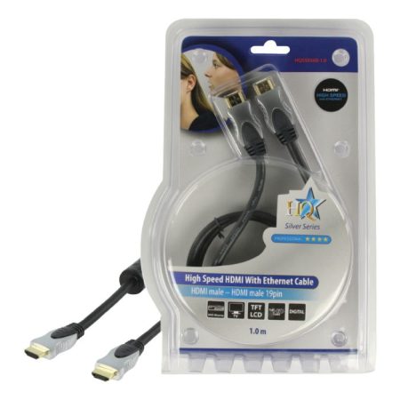 Hdmi Kábel Ethernettel HDMI Csatlakozó - HDMI Csatlakozó 1.00 m Sötétszürke