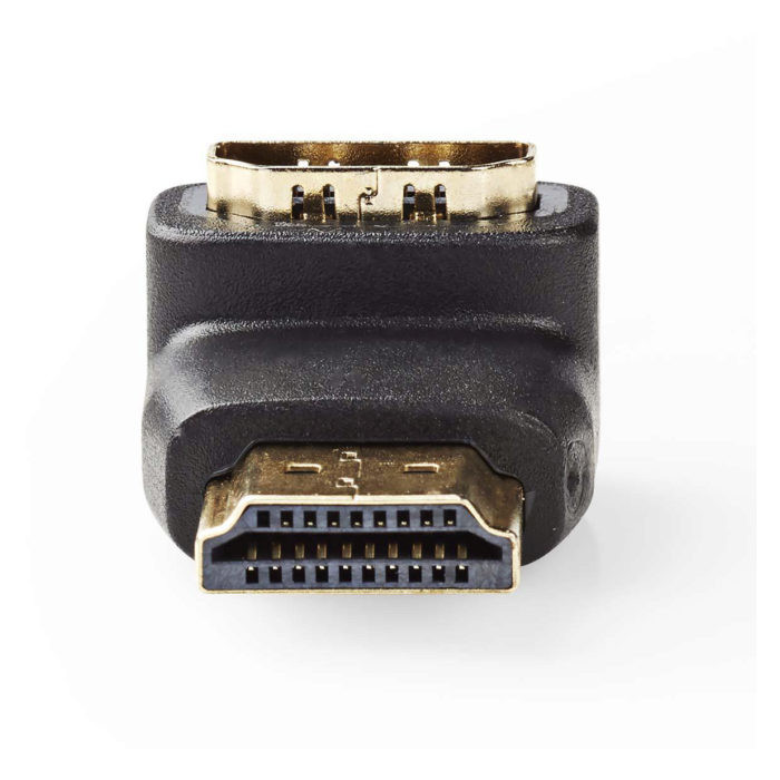 HDMI-adapter | HDMI-csatlakozó - HDMI-aljzat | 90°-ban Hajlított | Fekete